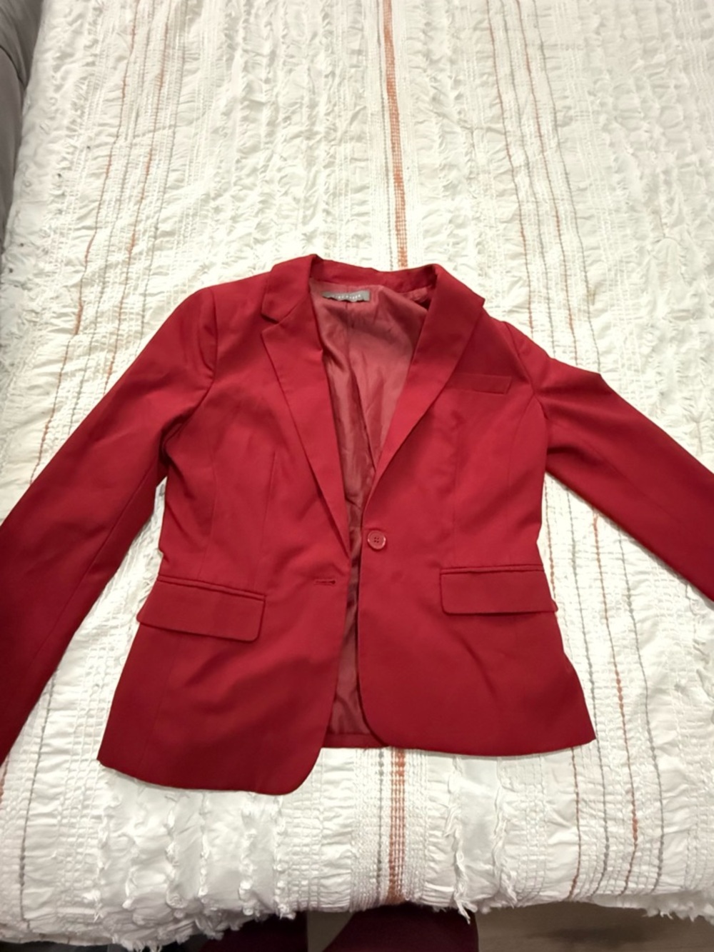 Suzy Shier Red Single-Button Tailored Blazer